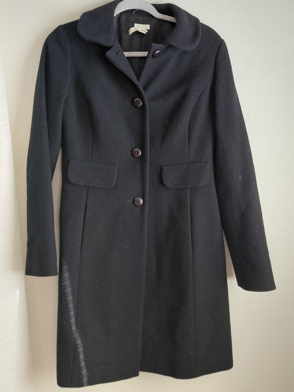 Halogen Wool Blend Black Singe Breasted Coat Preppy Academia Medium Classic
